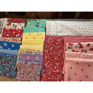 Quilt Kit Strawberry Fizz Fruit Cherry  fabrics w/pattern Friendship star 11.25y